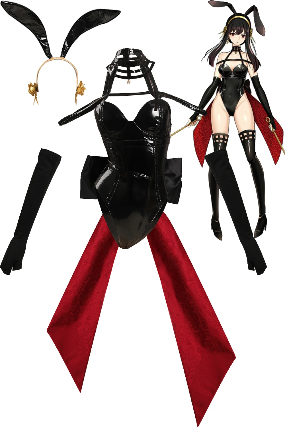 CR ROLECOS Yor Cosplay Bunny Suit Anime Spy x Family Yor Forger Cosplay Costume per le donne Halloween XL/XXL