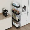 Bathroom Storage Rack With Wheelsr Rolling Utility Cart Bathroom Storage Organizer Multi-purpose Corner Shelf 3/4 Laye 3