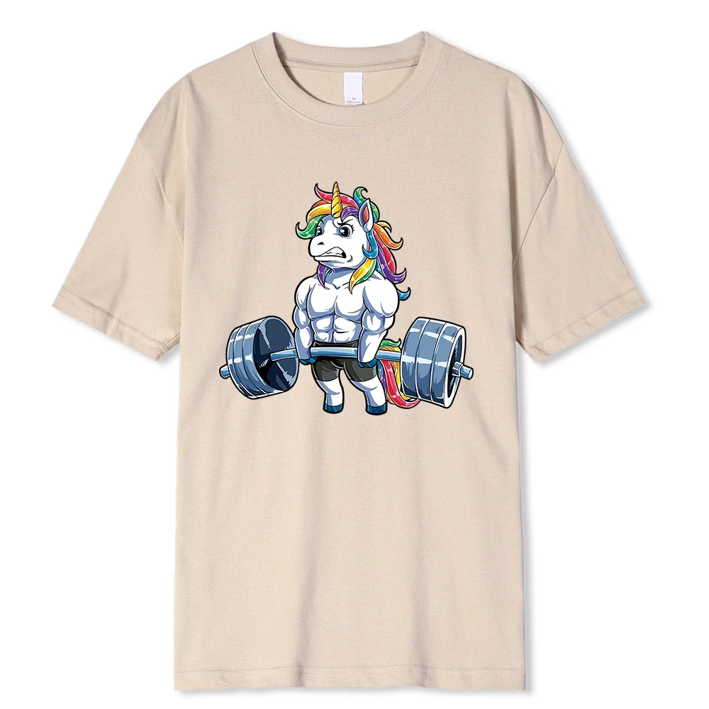 Divertente Palestra Unicorno Fiess Bodybuilding Girocollo T Shirt Uomo Casual Manica Corta Magliette Top Dropshipping_voghion.com