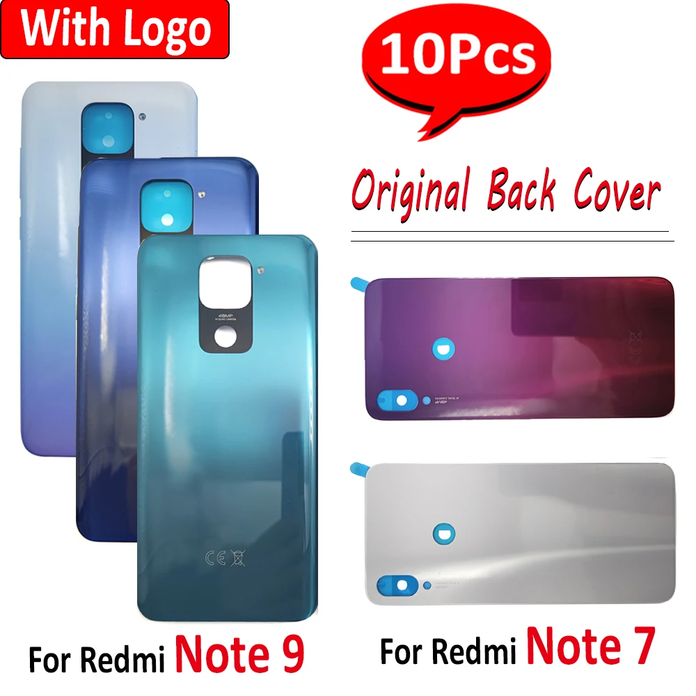 

10Pcs， Original For Redmi Note 7 Back Battery Cover Glass Rear Door Housing With Side Button For Xiaomi Redmi Note 9 11E + Logo