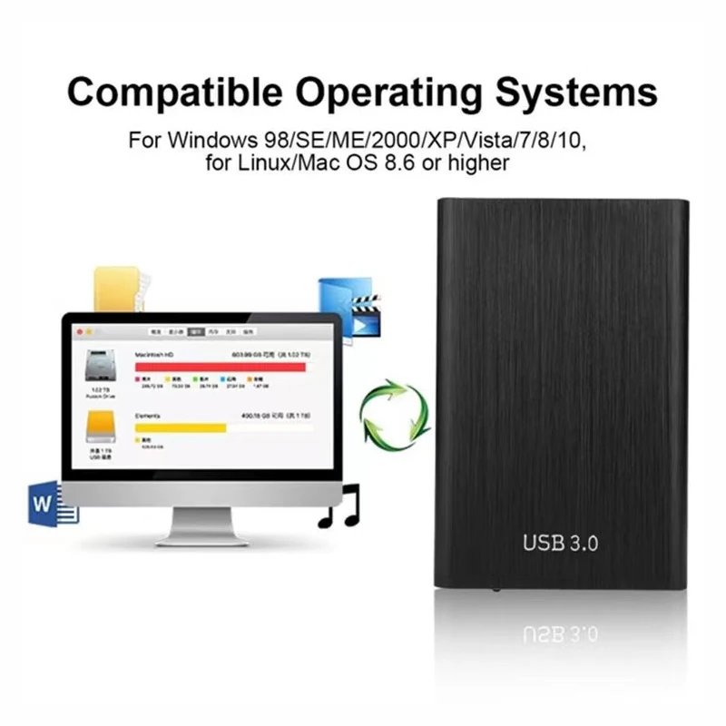 레노버 SSD 외장 하드 디스크, USB 3.1 외장 하드 드라이브, 대용량 저장, 휴대용 SSD 데스크탑 노트북 Ps4 Ps5, 64TB, 16TB, 8TB, 4TB