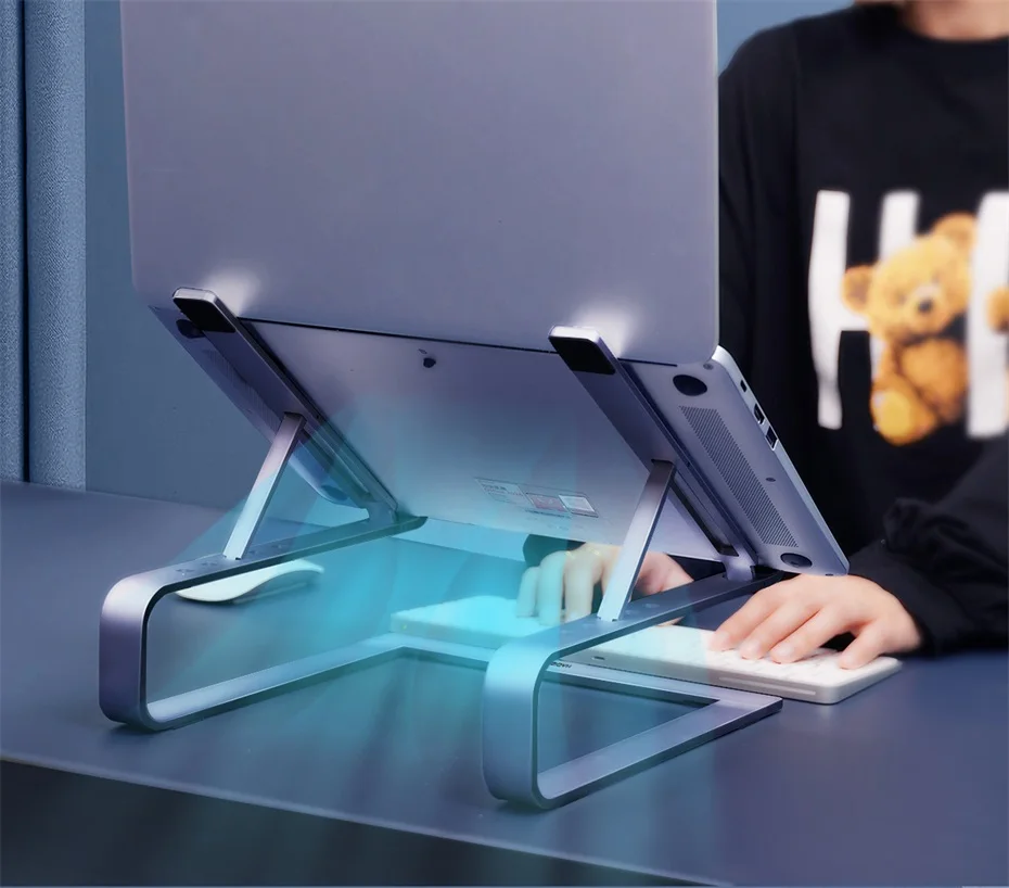 mesa portátil dobrável dobrável de alumínio do suporte do portátil do computador portátil do riser do portátil de habilis para portáteis de polegadas