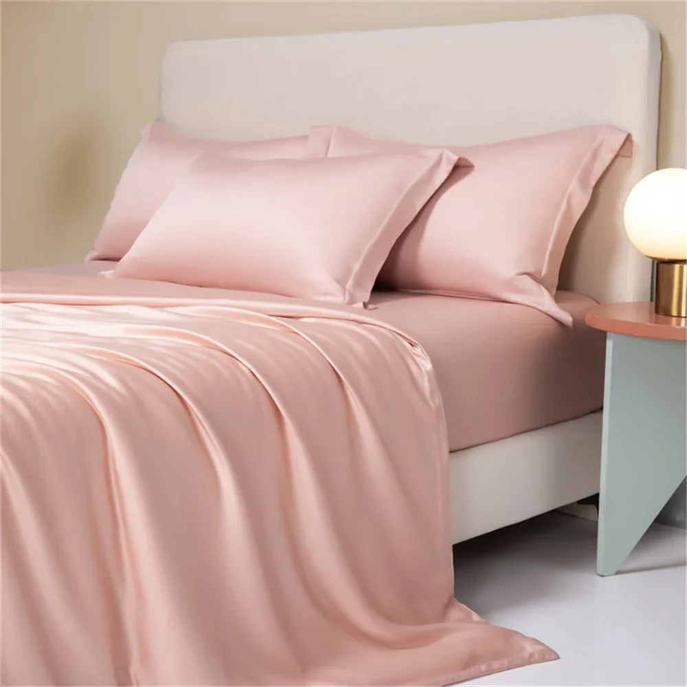 

Lanlika Women Pink Nature 100% Silk Bedding Set Beauty Duvet Cover Flat Sheet Queen King Bed Linen Pillowcase For Sleep Gift