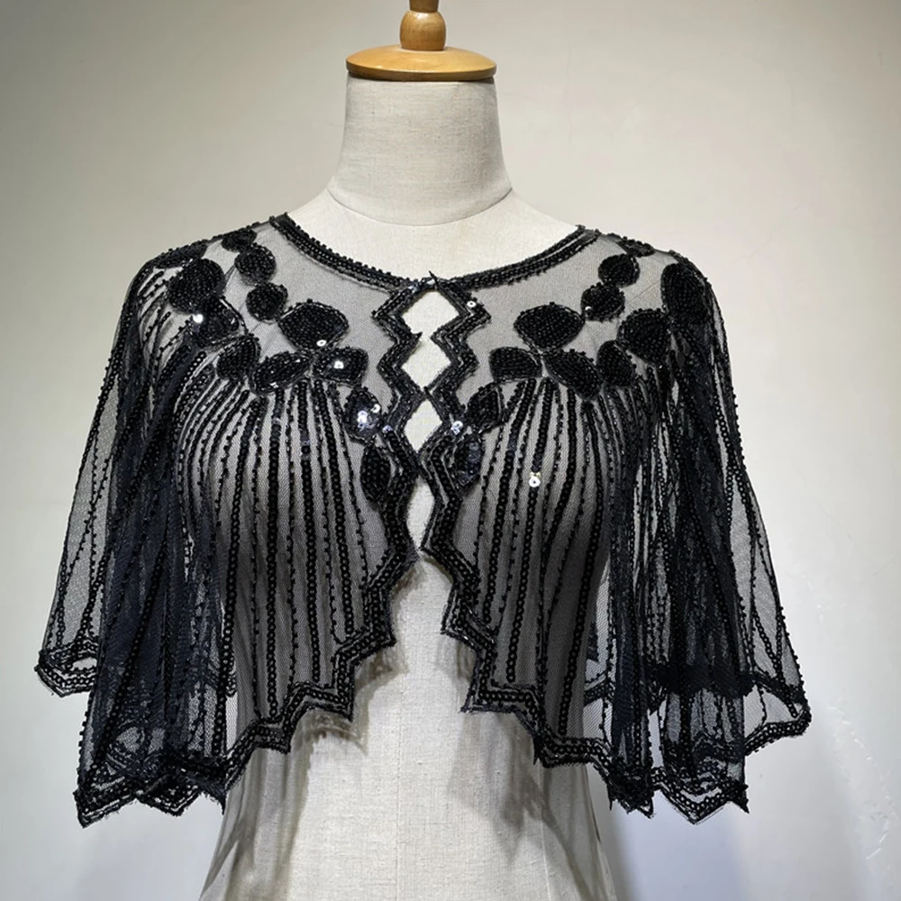 

Винтажная бутиковая вышитая бисером блестками ретро-шаль в стиле 1920-х годов декоративная шаль