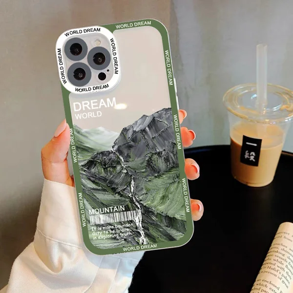Aesthetic Brush Strokes Snow Mountain Case For iPhone