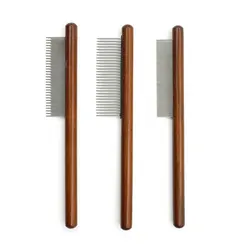 Stainless Steel Wooden Handle Pet Grooming Comb and Hair Remover (3 PCS)