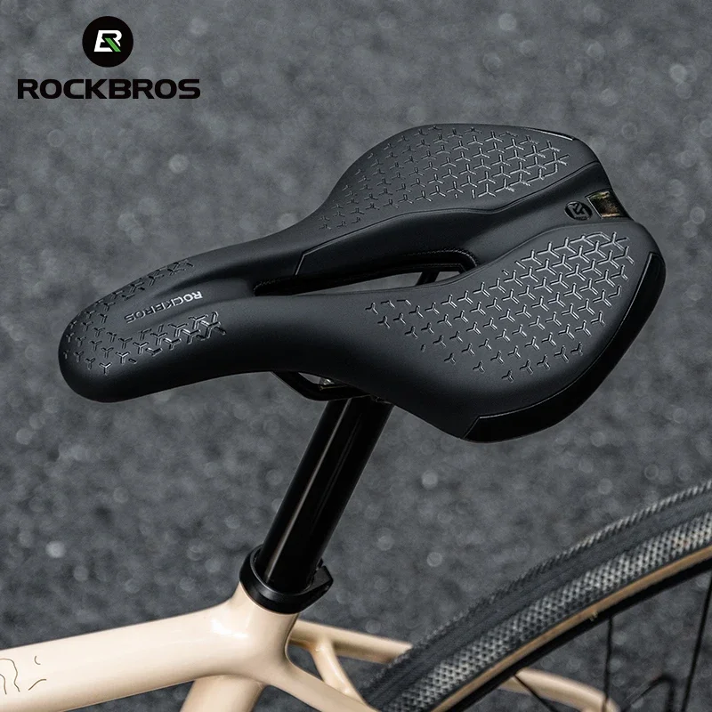 ROCKBROS Bicycle Seat Saddle MTB Road Bike Hollow Breathable Shockproof Cycling PU Non-Slip Leather Cushion