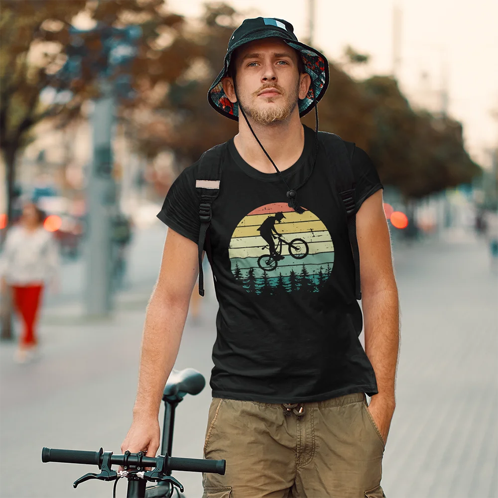 

Retro Mountain Biking Vintage bicycling T-Shirt for Men Pure Cotton Novelty plus size XL-6XL mens graphic tshirts Pure Cotton