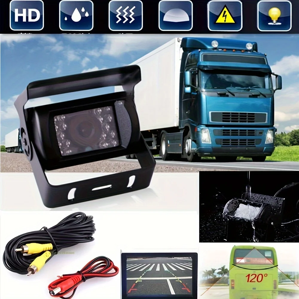 트럭 백업 카메라 헤비 듀티 18 LED IR 자동차 후면보기 백업 카메라 버스 트럭 트레일러 Pickup12V 24V + 393.7 인치 RCA 케이블