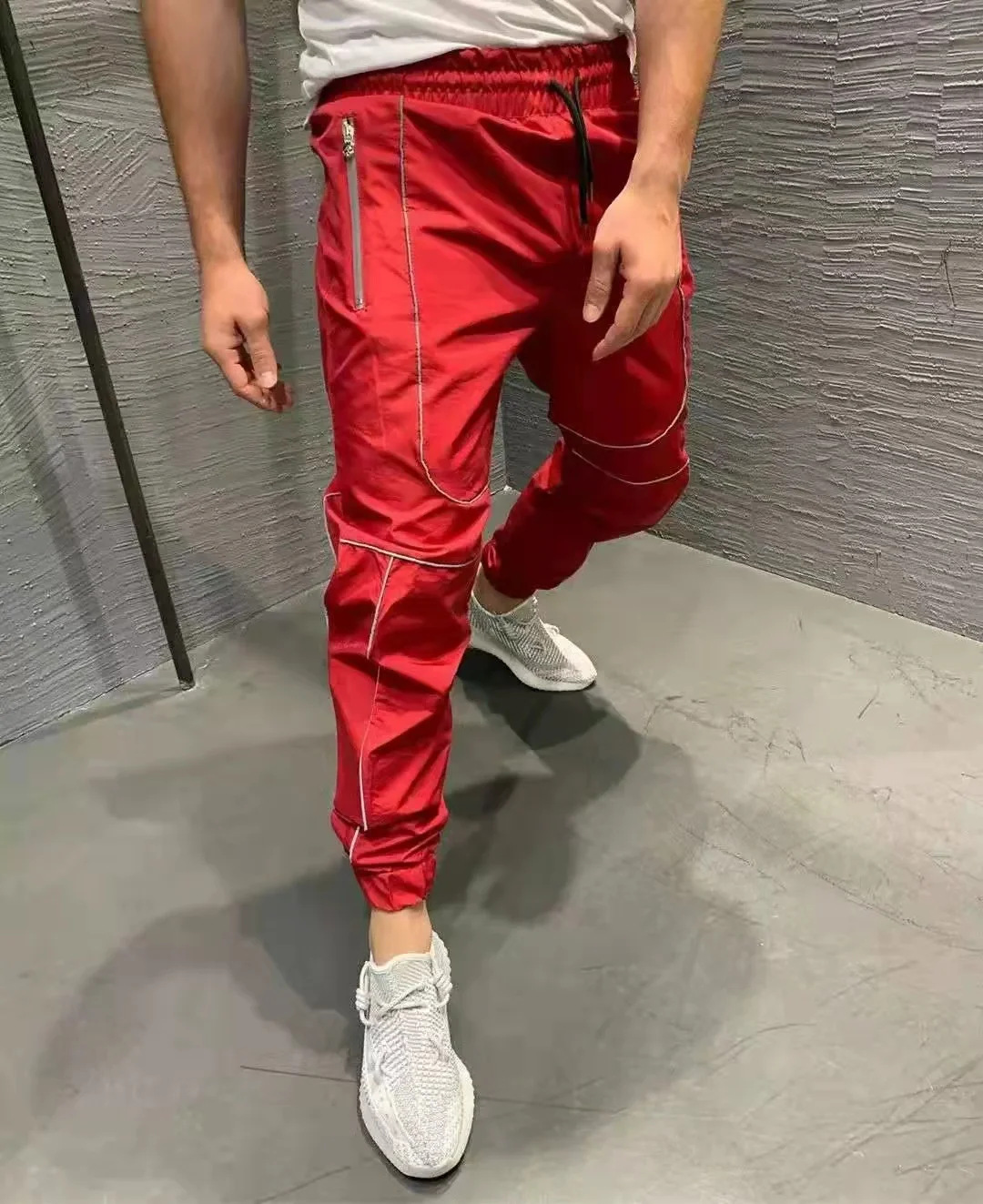 alibaba pants 2022 reflective night running thin section quick-drying fitness training basketball hip-hop jogging sweatpants men's trousers sweatpants