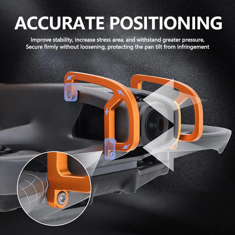 Gros plan sur la barre de protection antichoc pour DJI Avata 2, montrant les fixations et la finition métallique.