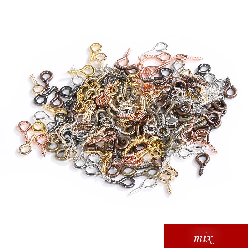 200pcs/lot 4*9mm Screw Eye Pins Jewelry Findings Eyepins Hooks Fit Drilled  Beads for Jewelry Making Diy Accessories Supplies