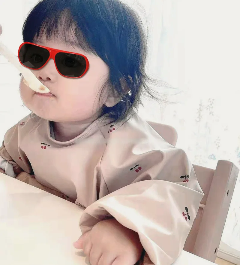 PU Baby Soft Waterproof Bib Kid Long Sleeves Adjustable Feeding Cloth Little Boy Girl Painting Smock Child Meal Eating Apron S-M