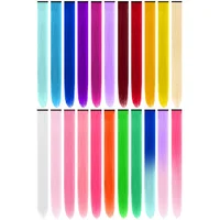 Extensions capillaires synthétiques à clips multicolores, postiches arc-en-ciel de 22 pouces pour filles, femmes et enfants, 1 5 11 pièces/lot 1