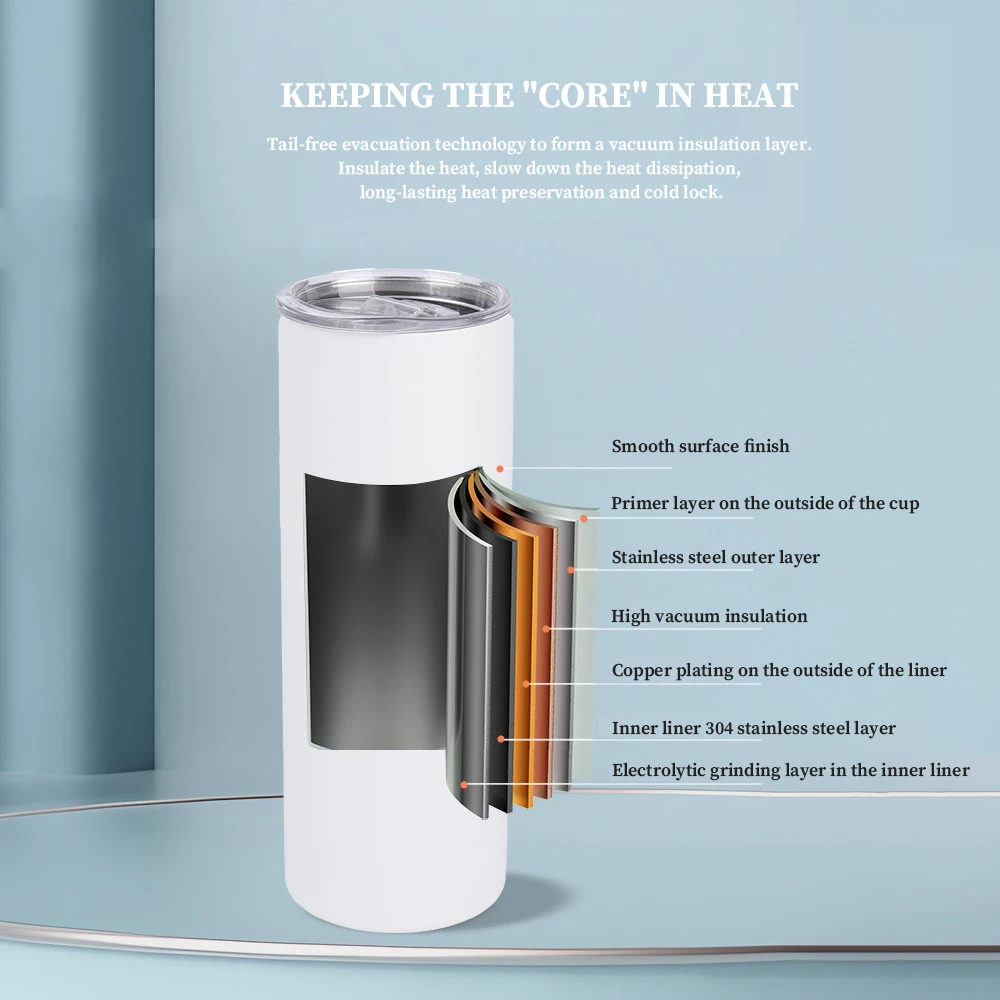 Heat Sublimation Cup 4/8/10 Pack 20oz/600ml Stainless Steel Thermos Cup with Straw DIY Insulated Tumbler Keep Cold Thermal