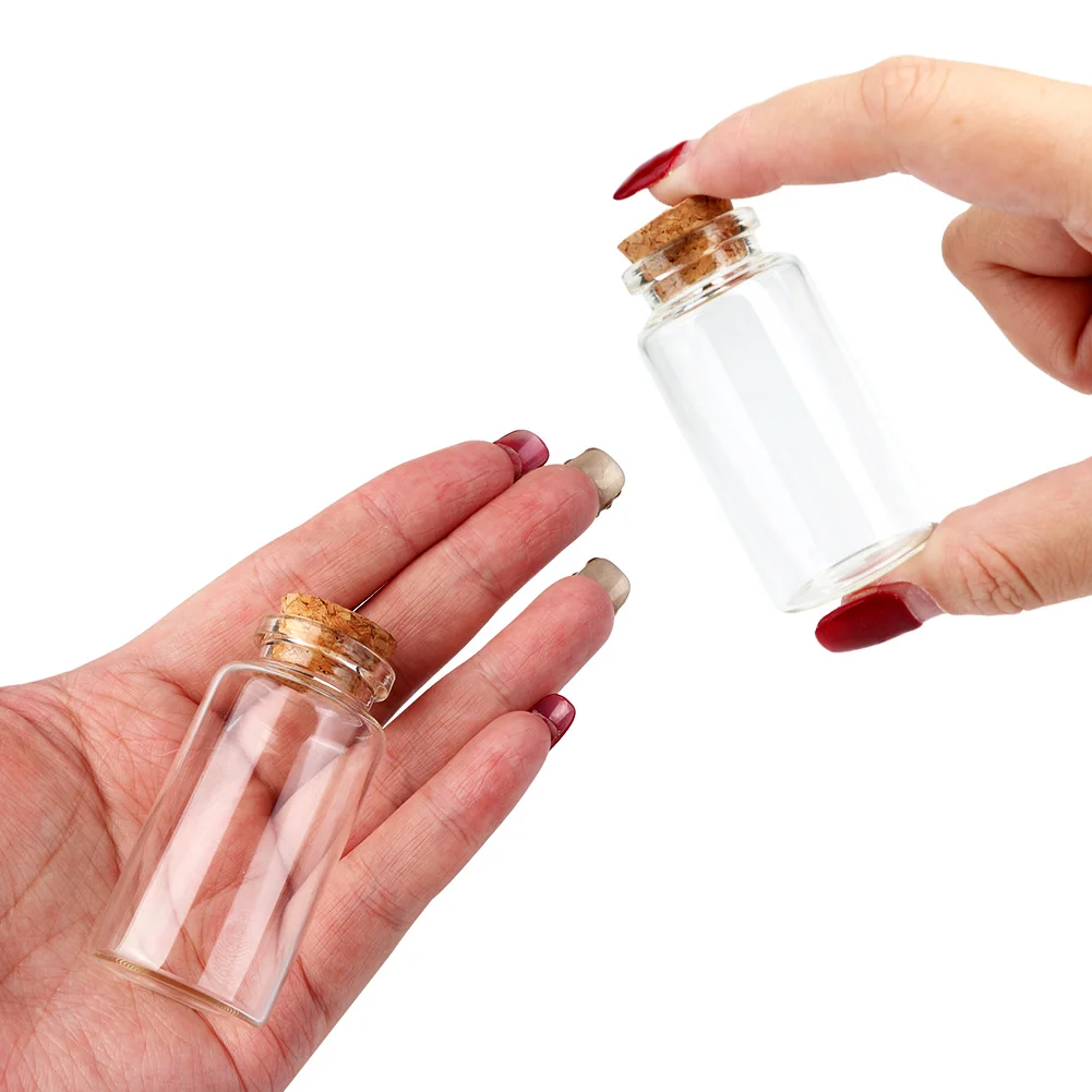 25ML Mini Glass Bottles with Cork Stopper Clear Wish Bottle Tiny Glass Bottle Jars Hanging Decoration Wedding Favors Vials