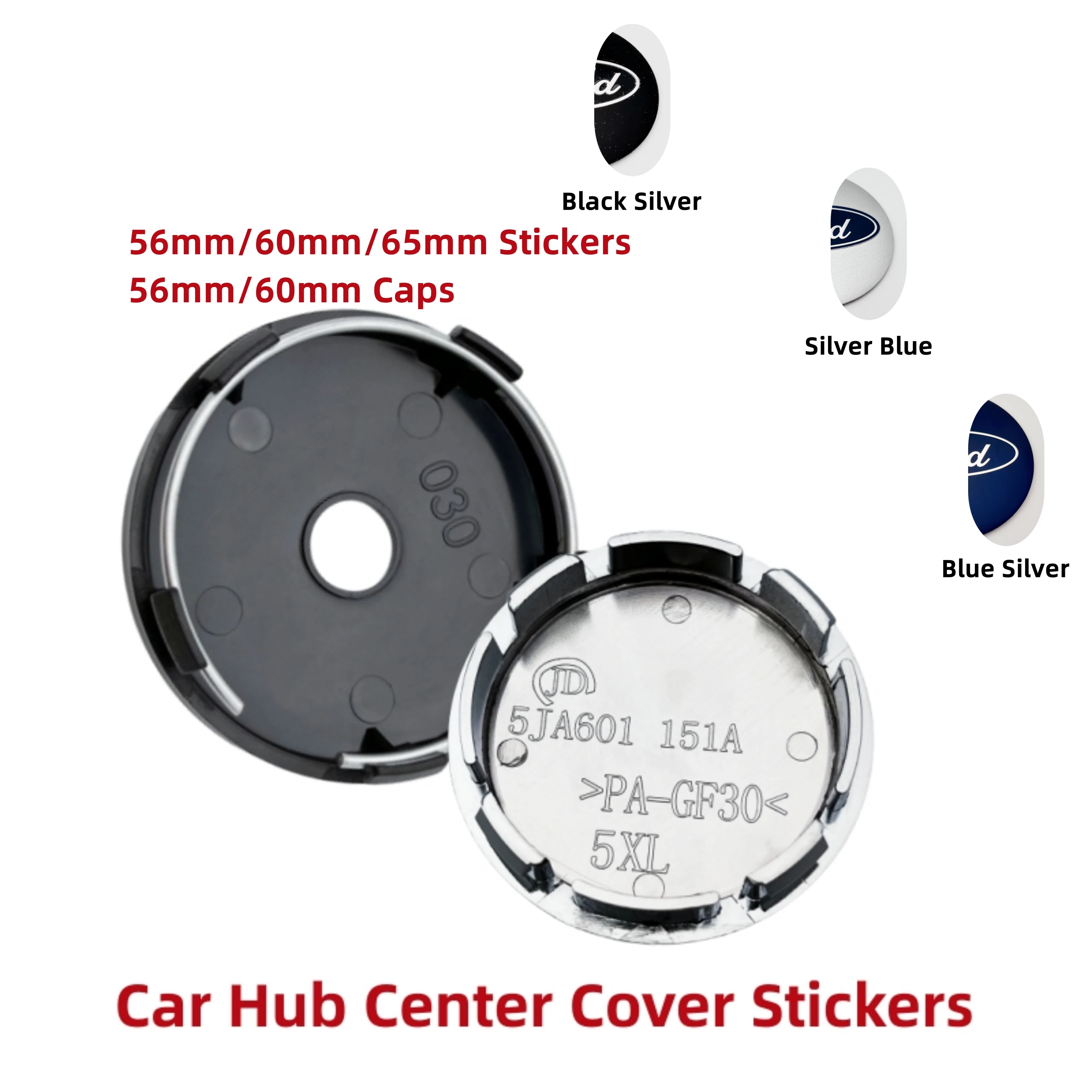 

4pcs 3D Metal 56mm 60mm 65mm Car Wheel Hub Center Cover Cap Emblem Badge Logo Sticker Fiesta Mondeo Focus mk2 Kuga Edge Transit