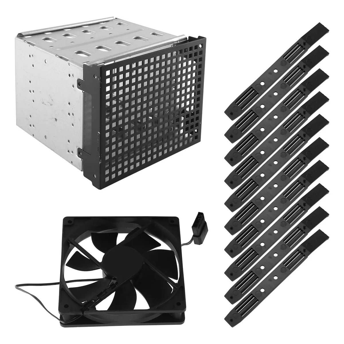 Espansione Di Archiviazione Gabbia Per Disco Rigido Fai Da Te Disco Rigido Gabbia Rack Da 5.25 Pollici A 5X Staffa Da 3.5 Pollici Con Ventola Da 12Cm