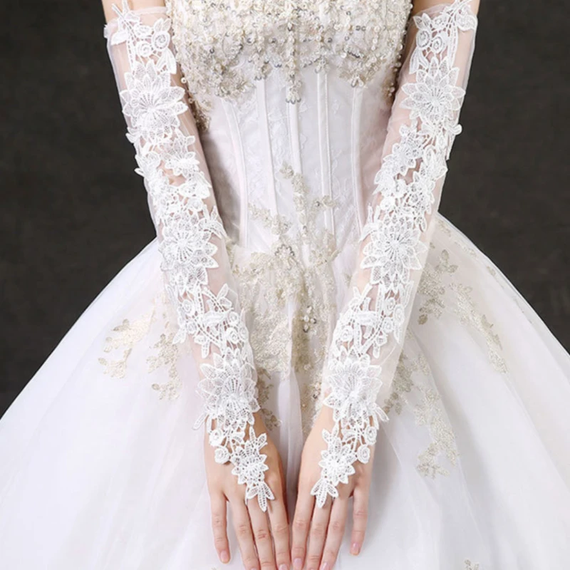 Wedding Dress Gloves Wedding Sleeve Accessories Wedding Sleeves Wedding gloves lace extension thin section taking pictures bride wedding dress gloves sun protection travel hand sleeves