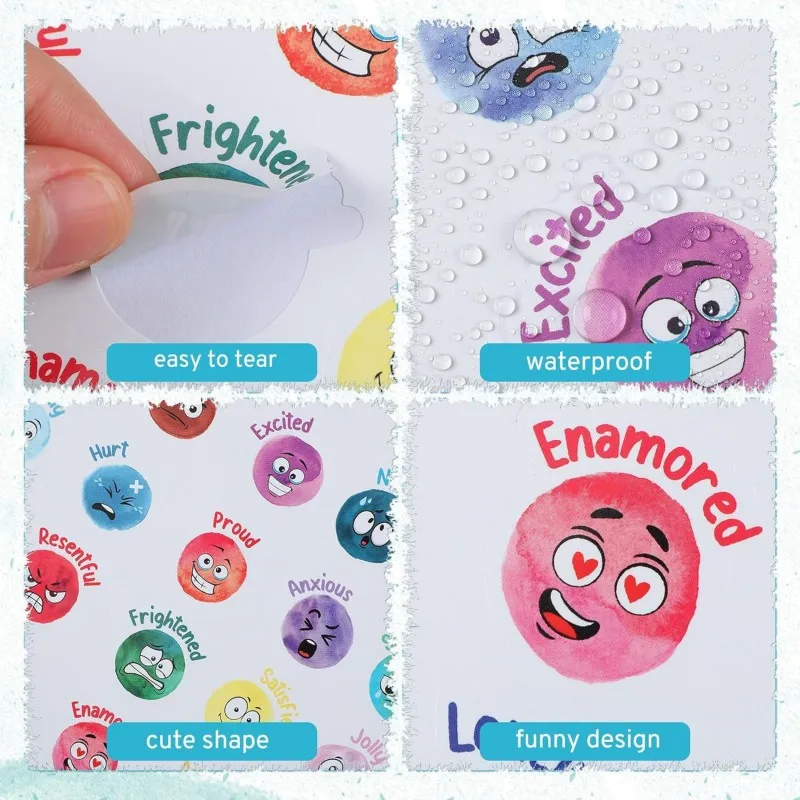 5장, 얼굴 감정 스티커 재미있는 기분 스티커 학생을 위한 감정 지원 스티커, 귀여운 표정 스티커.