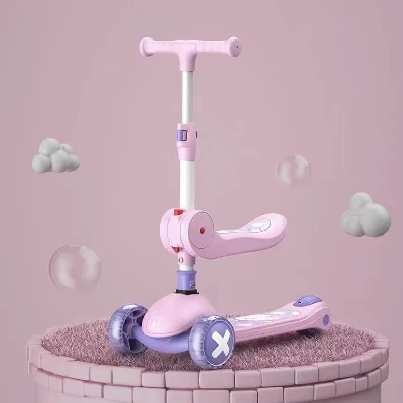 lazychild-two-in-one-children's-baby-scooter-flash-pulley-cool-riding-can-ride-a-single-legged-children's-scooter-dropshipping