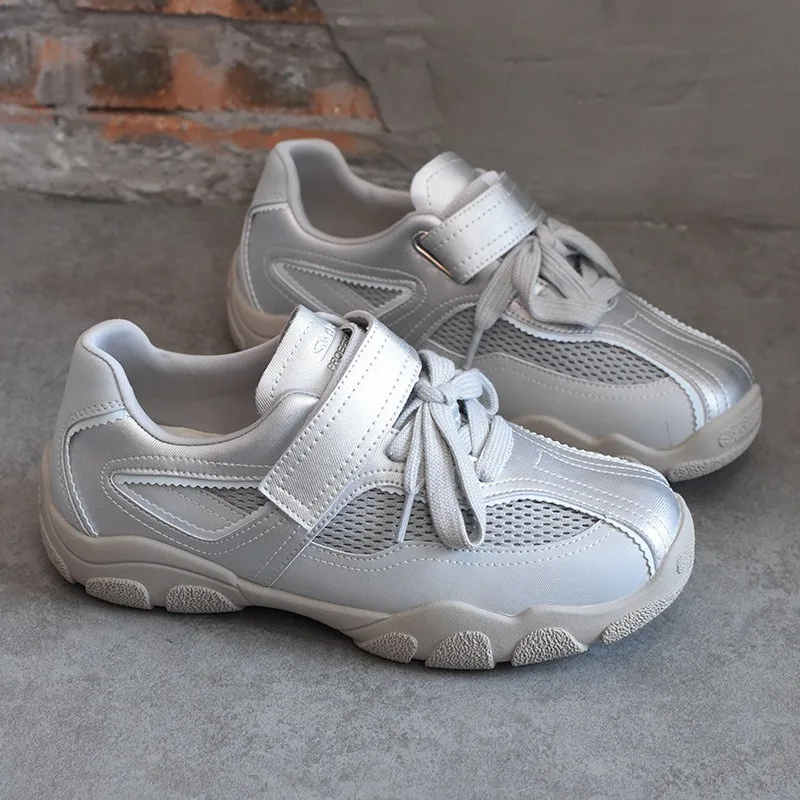 AUTUSPIN Summer Popular Women Sneaker Fashion Leather Patchwork Mesh Shoes Street Style Students Tide Sports Sneakers Size 35-39 3