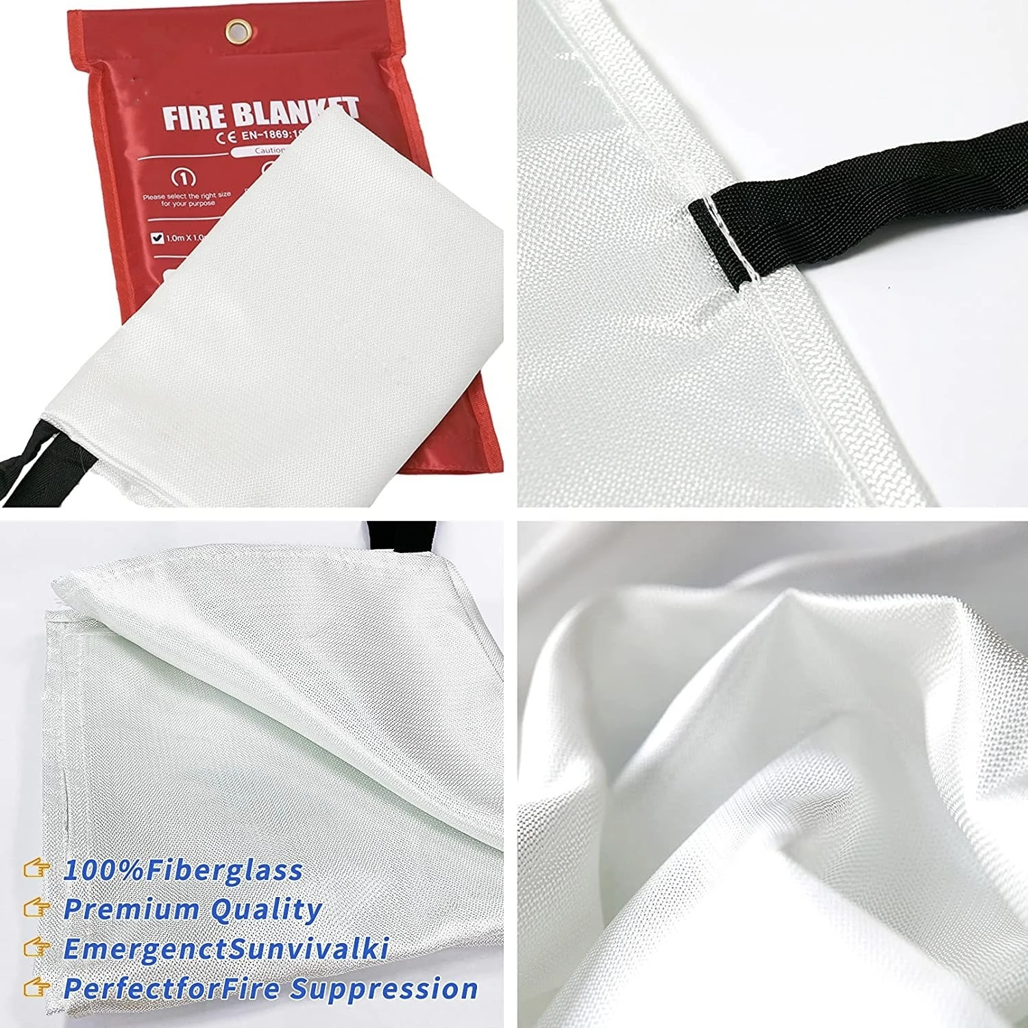 1.2M X 1.2M Fire Blanket for Emergency Safety Fighting Fire Extinguisher Tent Boat Blanket Survival Shelter Cover Resistant