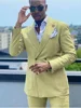 Linen Summer Men Suits Double Breasted Groom Tuxedo Slim Fit Casual Prom Blazer Sets 2 Pcs Male Fashion Suit Jacket With Pants 3