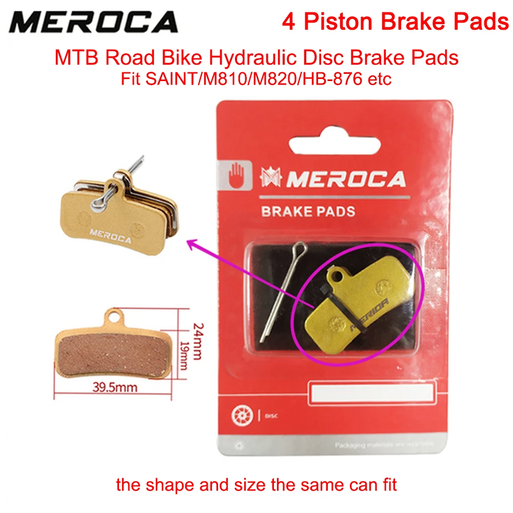 

MEROCA 4 Piston Hydraulic Brake Pads for Saint M810 M820 Zeem 640 MTB Bike Cycling Bicycle Parts Copper-based Metal Brake Pads