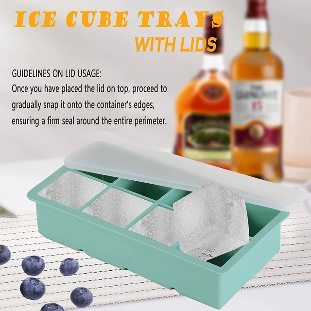 Silicone Ice Cube Tray with Lid for Whiskey Ice Block Mould Large