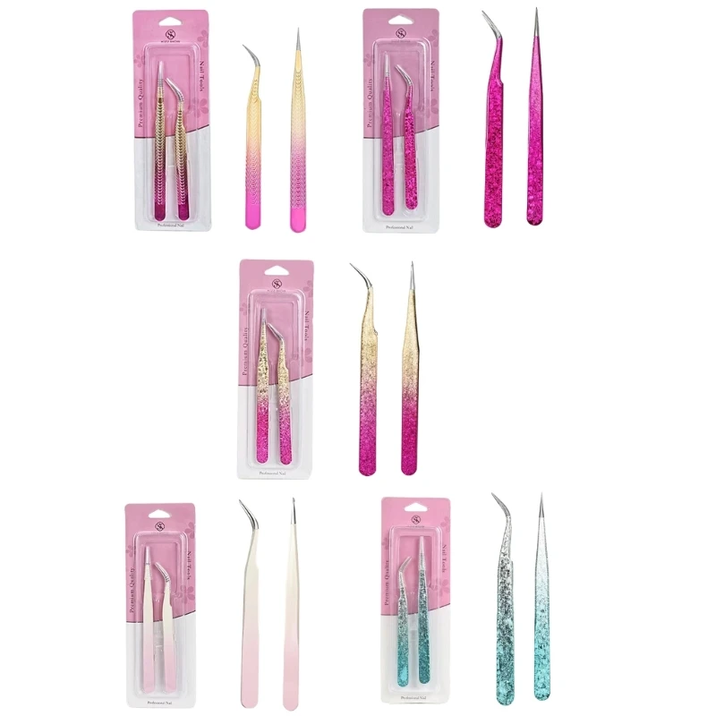 

2pcs Quality Stainless Steel Tweezers for Nail Care and Beauty Perfect for Trimming and Shaping Nails E0BD