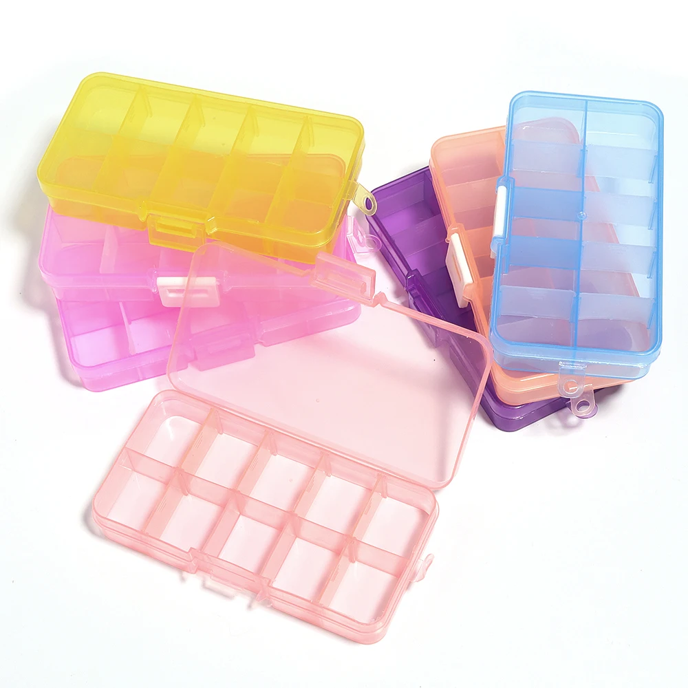 10/15 Grids Plastic Jewelry Box Storage Case Craft Jewelry Beads Earrings  Compartment Adjustable Display Organizer Container - AliExpress