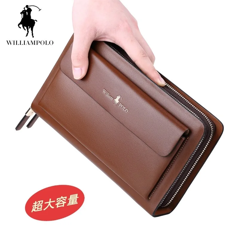 

Emperor Paul Large Capacity Multi-Card Business Cowhide Men's Handbag Clutch Zipper Men's Handbag Clutch Wallet Men