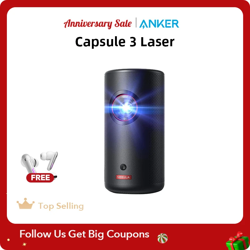 Nebula By Anker Capsule 3 Laser 1080P Mini Proiettore Smart Tv Con Proiettore Portatile Esterno Wifi E Bluetooth