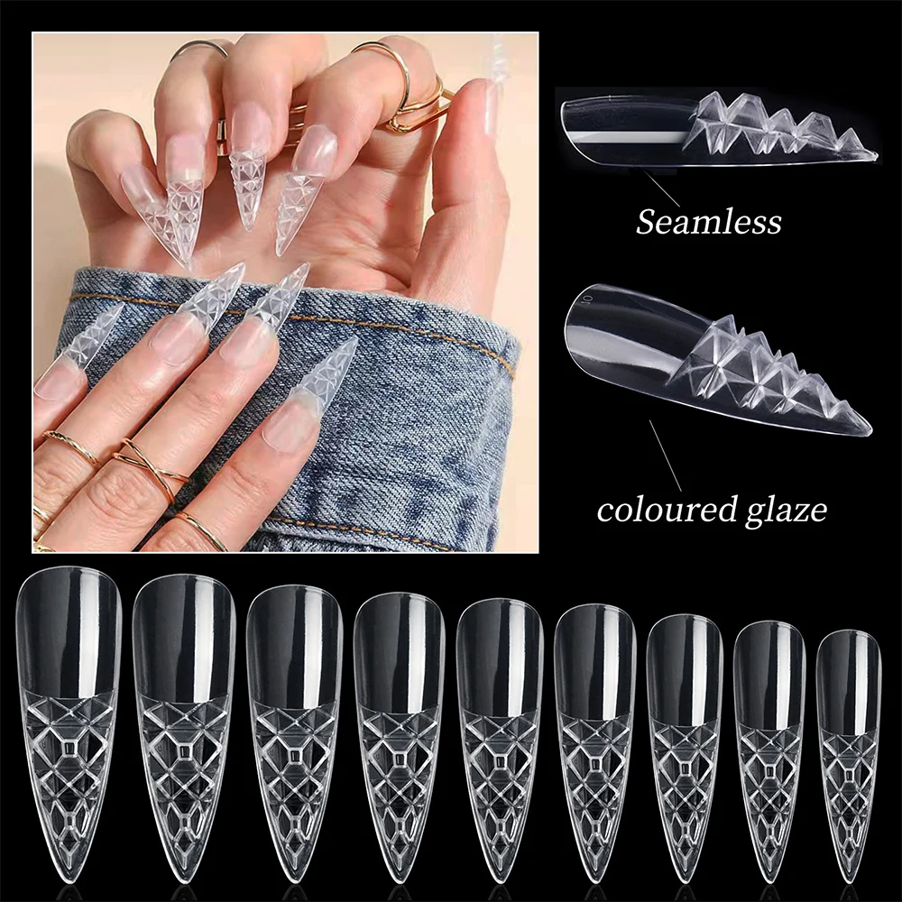 New 120pcs Clear Glaze Fake Nail 3D Crystal Full Cover False Art Nail Capsules For Extension Tips Square Coffin Press On Nail