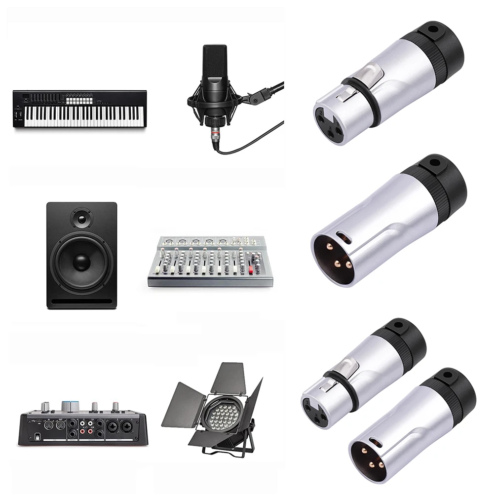 2/4PCS Male/Female XLR Audio Plug Durable Adjustable 90° Angle XLR Connector Plug Audio Mic Microphone DMX Plug Jack Socket