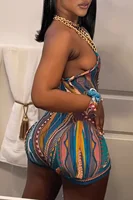 Striped Paisley Print Women's Set One Shoulder Tank Top and Shorts 2024 Summer Fashion Two 2 Piece Set Outfits Tracksuit - Image 5