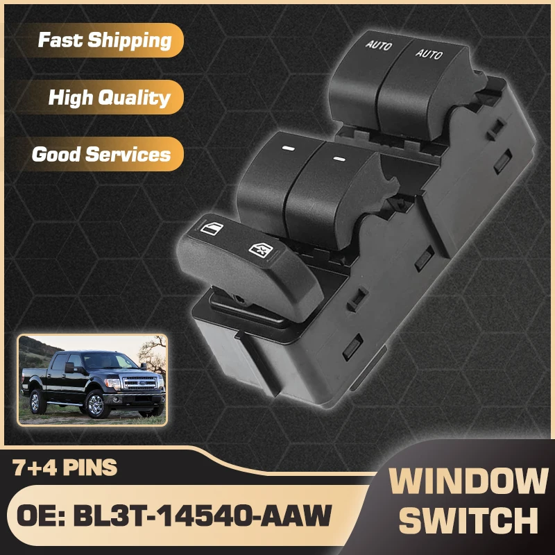 Pulsante Di Controllo Dell'Interruttore Dell'Alzacristallo Elettrico Principale Per Ford F-150 Super Cab / Crew Cab / Raptor 2010 2011 2012 2013 2014 