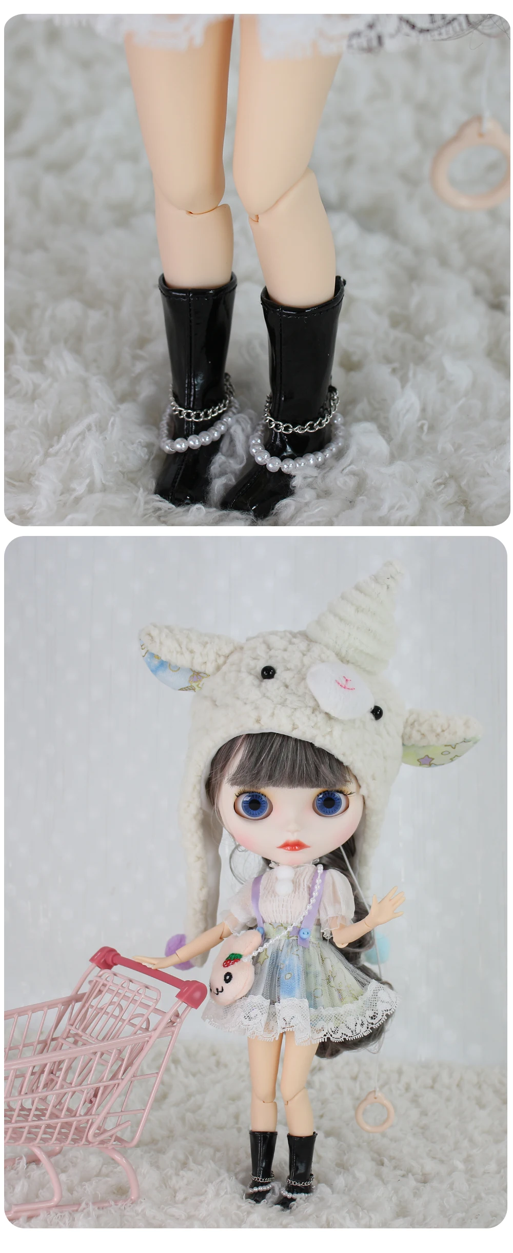 Neo Blythe Doll Elegant Black High Heel Boot 3