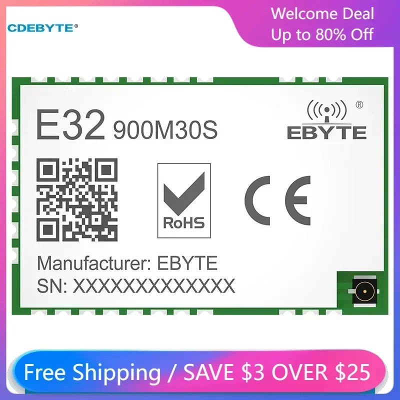 SX1276 LoRa Spread Spectrum Module ISM 868MHz 915MHz E32-900M30S SPI 30dBm 10km SMD IPEX/Stamp Hole Low Power Consumption wireless module IoT
