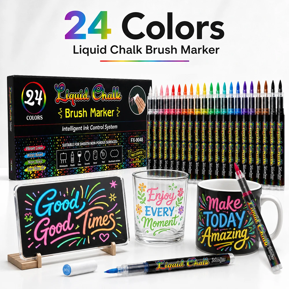 8/12/24 Colors Liquid Chalk Marker Set Art Painting Decoration Marking DIY Crafts Graffiti Whiteboard Pen School Office Supplies