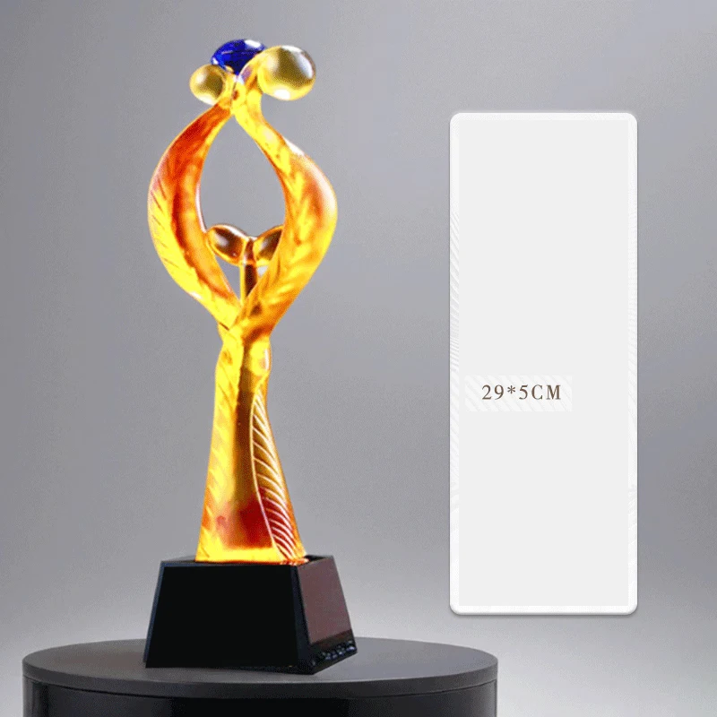 Customized Water Coloured Glaze Trophy, Creative High-end Five pointed Star Excellent Employee Company Annual Meeting Award, 1Pc