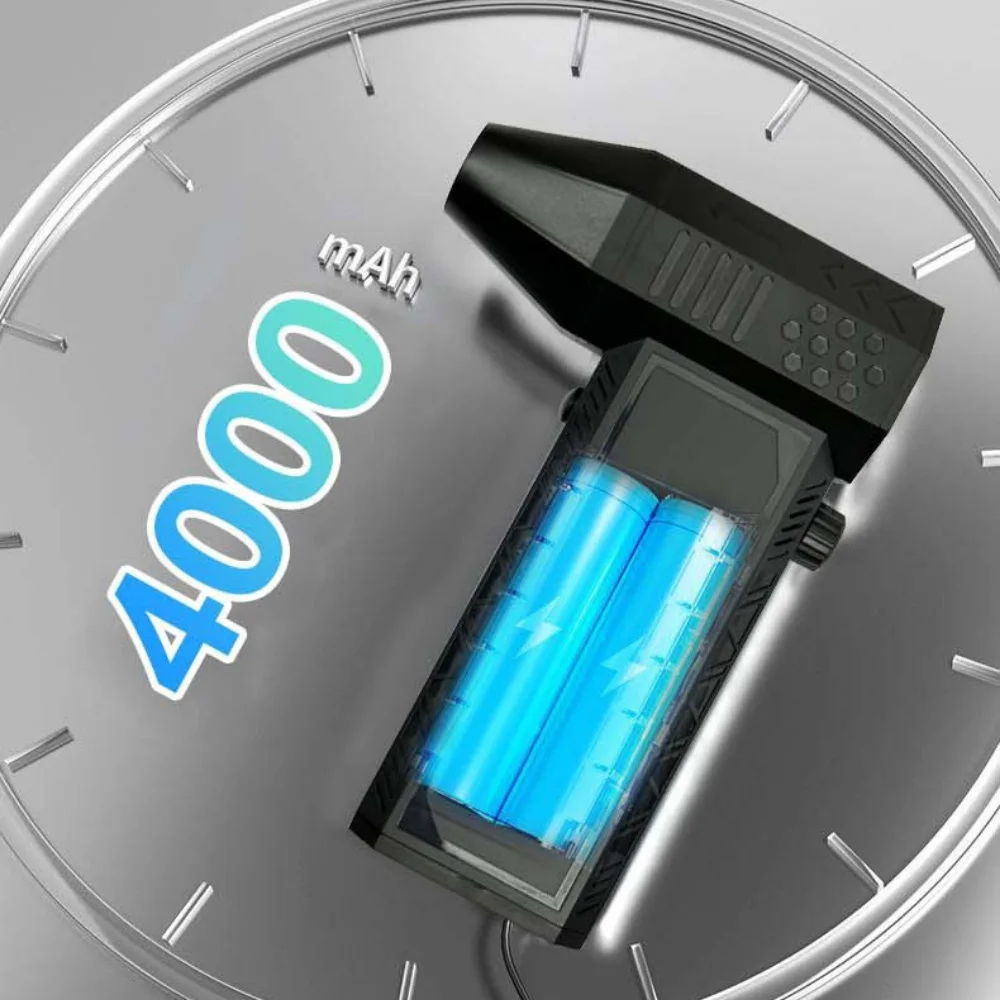 Portable Air Blower with High Speed Duct Fan Rechargeable Turbo Jet Violent Duster Cleaning Tool 130000 RPM 2 Blowing Nozzles 5