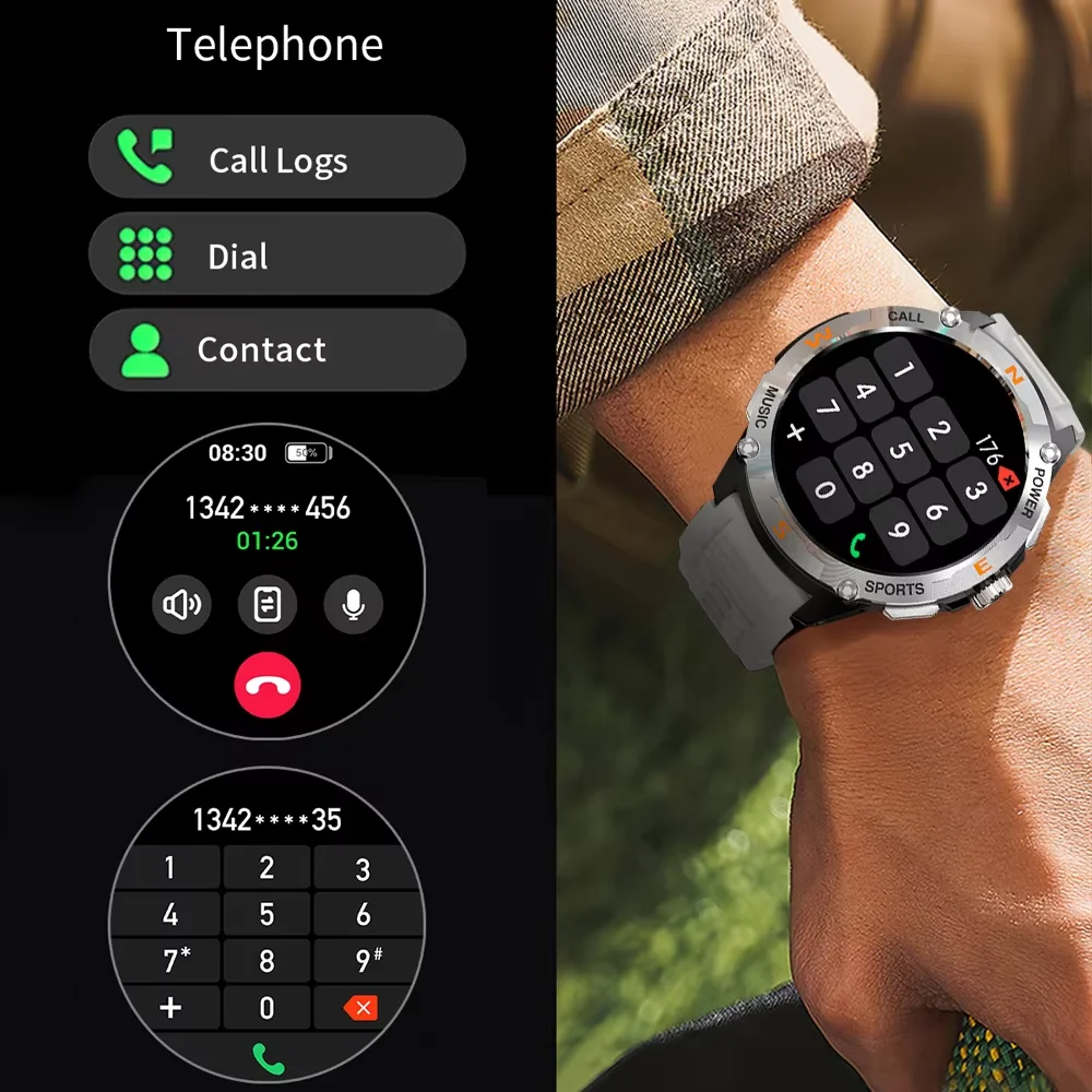 GPS Satellite Positioning Smartwatch Men's 100+ Sports Mode Compass 3ATM Waterproof Watch 2025 New Smart Watch