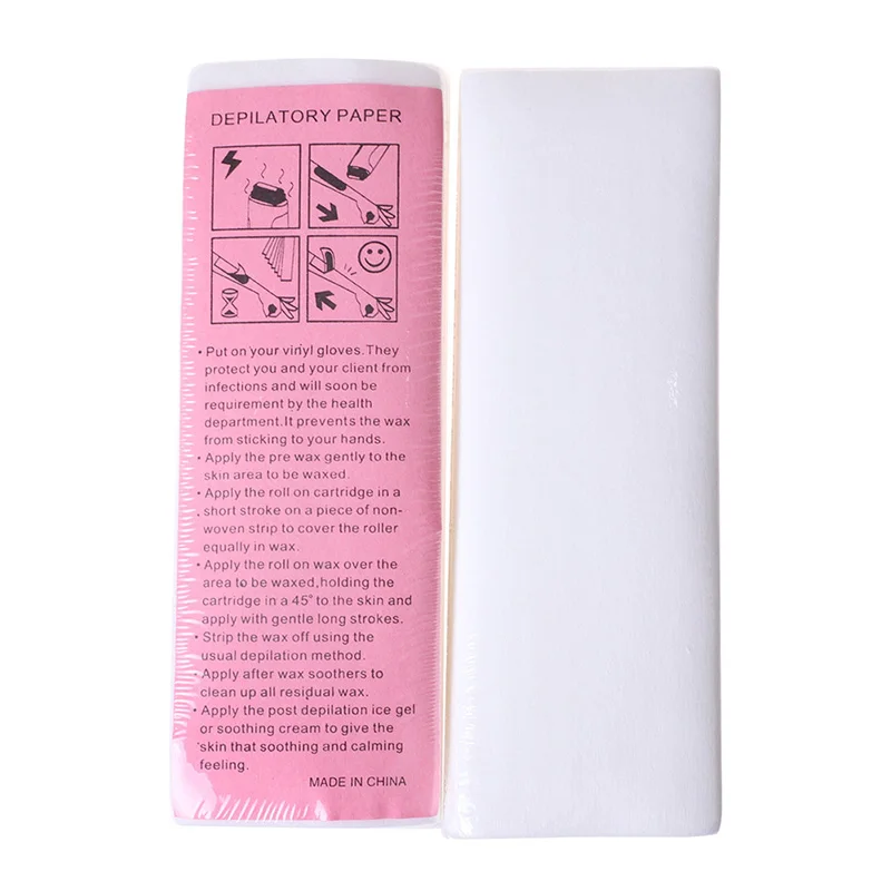 Depilatory Wax Strip Paper Hair Removal Wax Hair Removal Tool Beauty Wax 100 Pcs Nonwoven Wax Paper Neck Arm Leg Face Body Hair Removal Epilator Beauty Salon