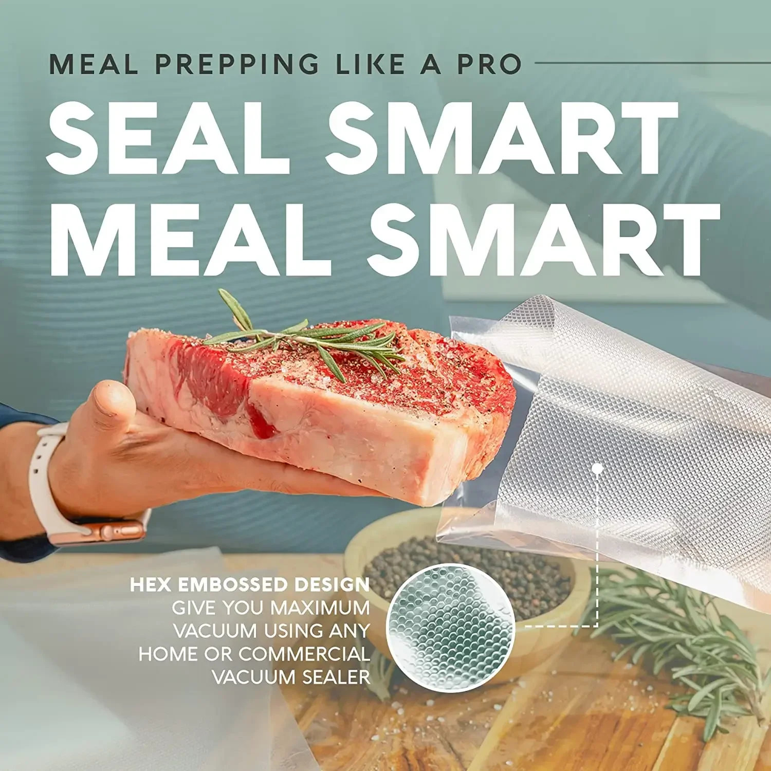 Description Picture 4 of item100pcs Kitchen Food Vacuum Sealer Bag Sous Vide Food Saver Storage Vacuum Packaging Bags Kitchen Accessories BPA-Free