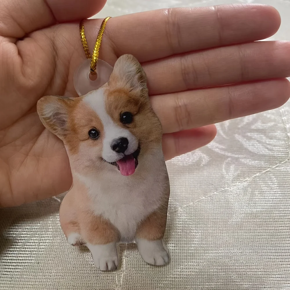 Cute Corgi Dog Acrylic Pendant Versatile Charm Puppy Keychain For