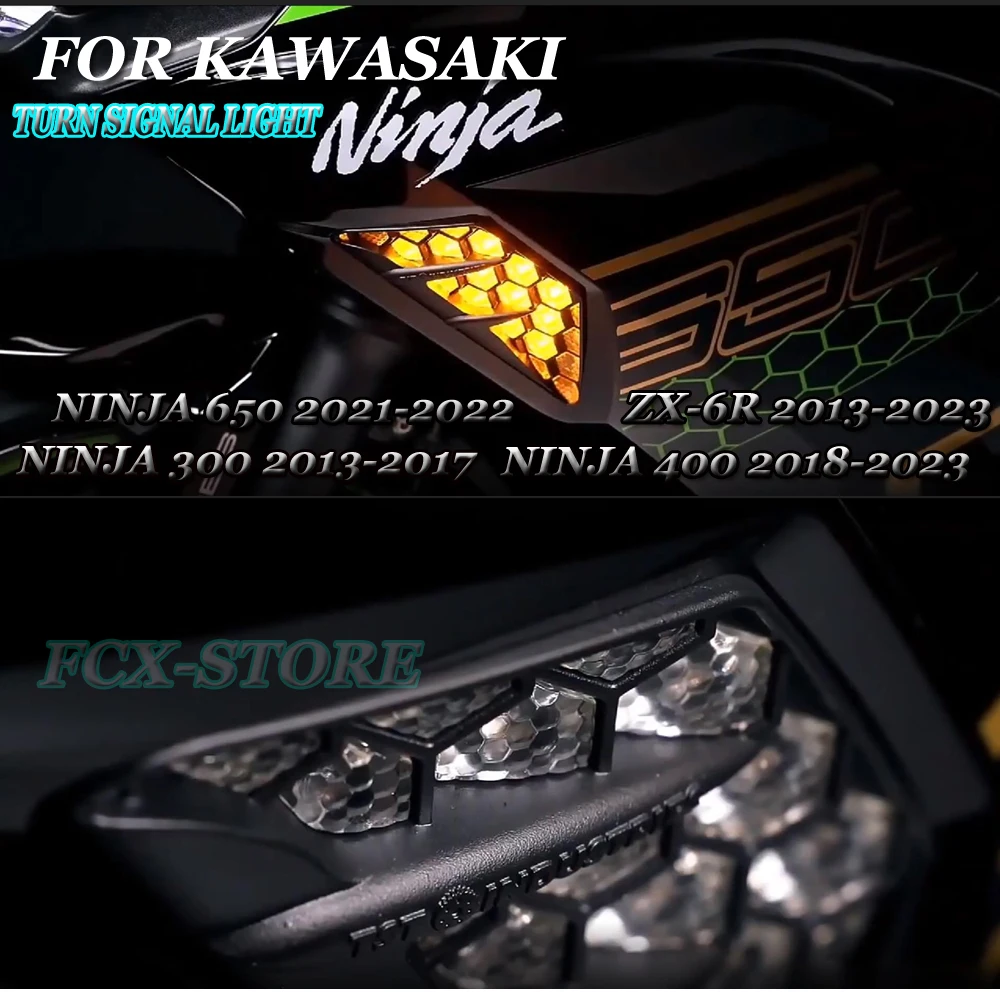 

Ninja 650 Motorcycle Front Turn Signal LED Indicator Decorative Light for Kawasaki Ninja 400 300 1000 ZX 6R Ninja1000 Ninja300
