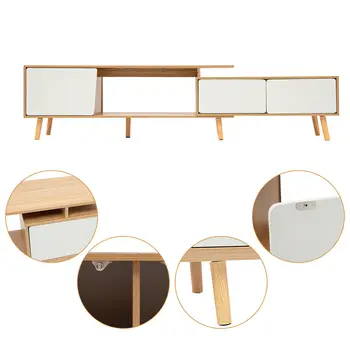 Solid Wood TV Stand Modern Farmhouse Boho with Doors  for the Living Room 120-200cm Length Adjustable Shelf 2