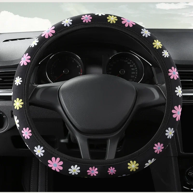 Car Steering Wheel Cover For Women Flowers Print 1